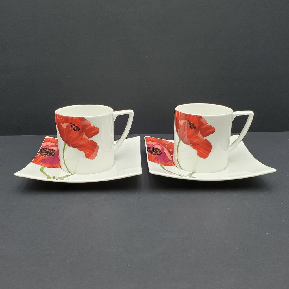 Red Vanilla Summer Sun Flat Cups Tea Cups & Saucers Red Poppy Mugs and Saucers